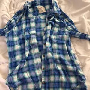 Hollister blue and green flannel